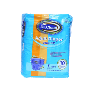 Dr.Clean Adult Diaper Unisex | Size Large | Waist 36-54 inches ( 10 Pcs )